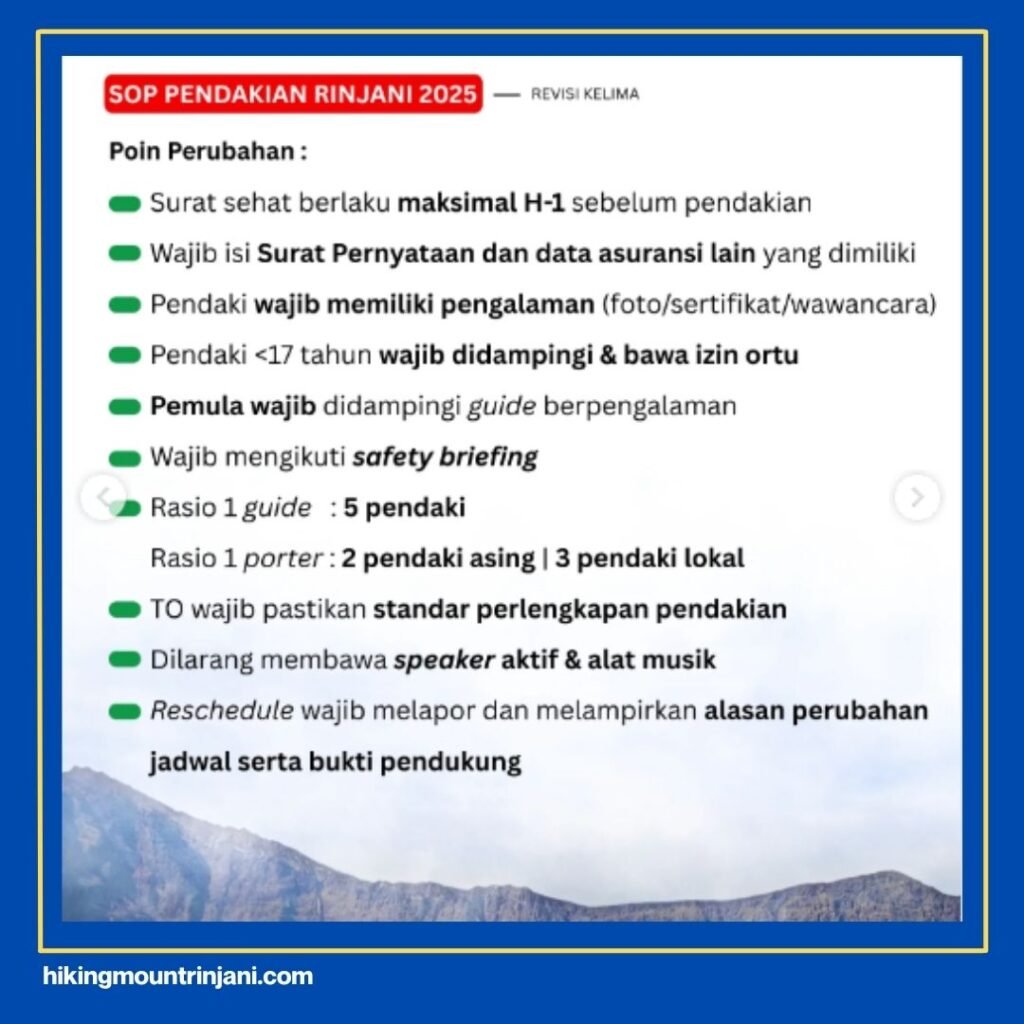 Info Pendakian Gunung Rinjani Terbaru BTNGR