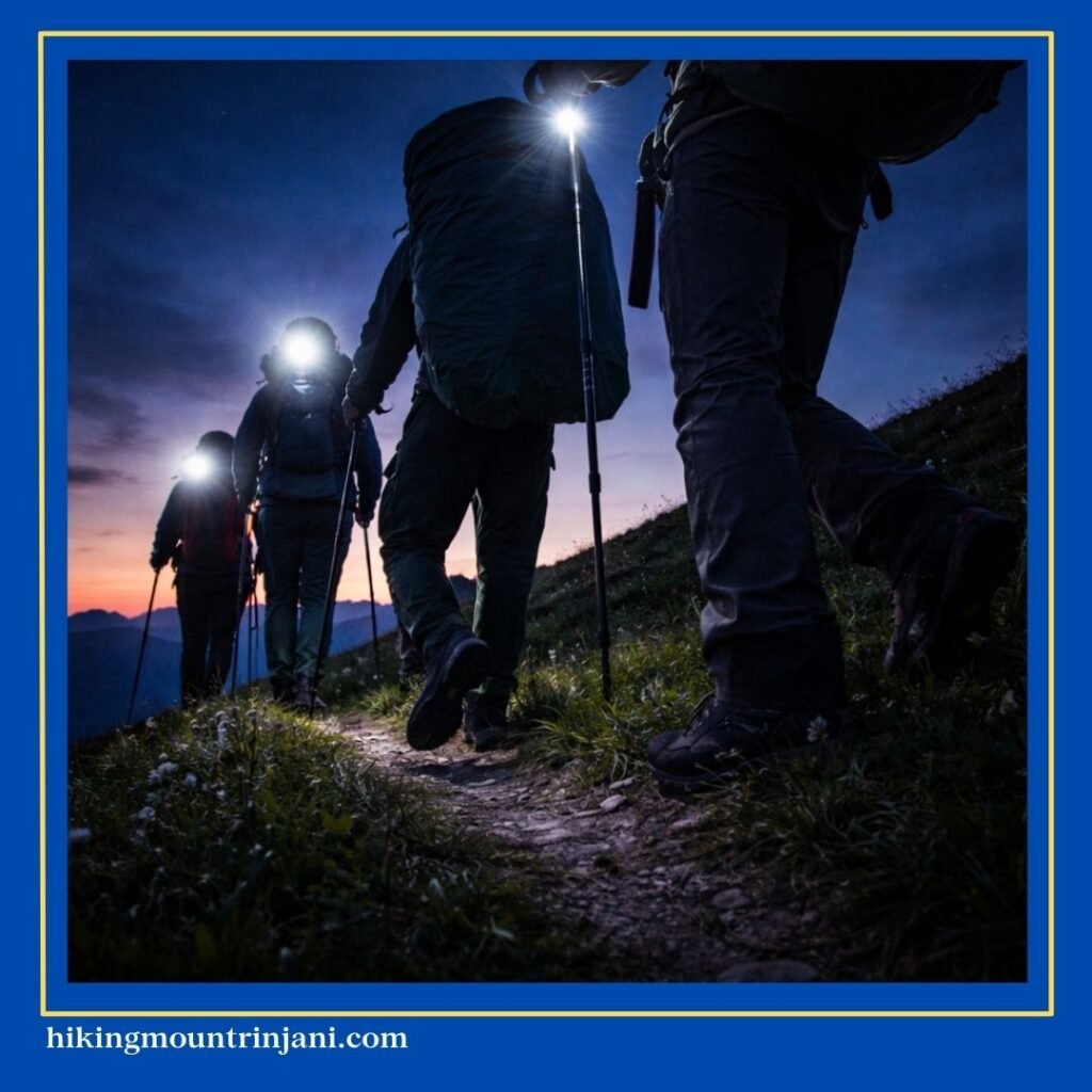 Headlamp dan alat pendakian yang berkualitas - Hiking Mount Rinjani